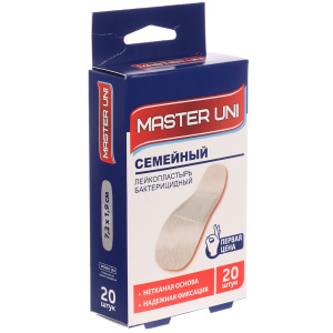 Лейкопластырь MASTER UNI /Семейный/ бактериц,на нетк.основе,20шт