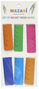 Набор закладок магнитных, 6 шт., с линейкой, 12х2см, ассорти 6 цветов, ОПП- упаковка