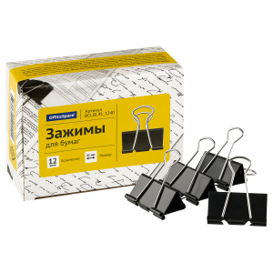 Зажимы для бумаг 41мм, 12шт., черные BCLBL41_1240 (10702070/280125/5039436/1, Китайская Народная Рес