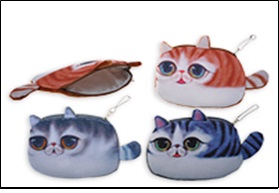 Пенал плюшевый КОТЫ с хвостом, 23х15 см, 3 дизайна в ассортименте (10130200/150317/0001789/4, Китай)