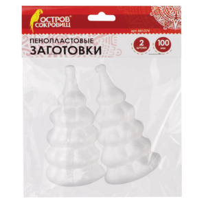 Пенопластовые заготовки для творчества /Ёлочки/, 2 шт., 100 мм, ОСТРОВ СОКРОВИЩ, 661374