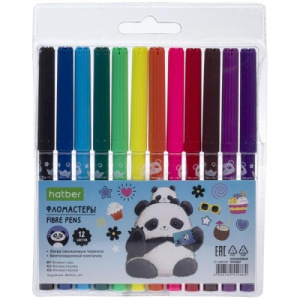 Фломастеры /ECO/ 12 цв. -Плюшевые панды- в блистере с европодвесом