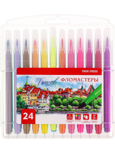 Фломастеры с кисточкой с вентилир. колпачком 24шт. TRAVEL (ФЛ-8515), жёсткий кейс, кратно 12