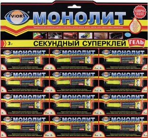 Клей-гель моментальный МОНОЛИТ, 3 г, отрывная мультикарта, 403-202