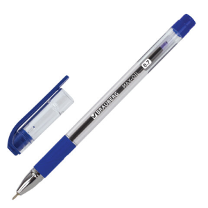 Ручка шариковая масляная с грипом BRAUBERG /Max-Oil/, СИНЯЯ, игольчатый узел 0,7 мм, линия письма 0,
