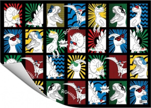Плёнка цветная для уроков труда арт.62655/ 200 ДИНО-КОМИКС (50х70 см, голубой, жёлтый, зеленый, чёрн
