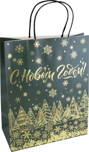 Пакет из крафт-бумаги, для сувенирной продукции, с шириной основания 26 см,  плотность бумаги 150 г/