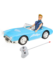 Машинка /ГОЛУБОЙ КАБРИОЛЕТ С КУКЛОЙ/(38х16,5 см, на р/у, свет, звук, в кор.) (арт. ИК-1807)