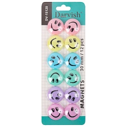 Магниты для доски d=3см /Смайлики/ цветные 12шт/уп