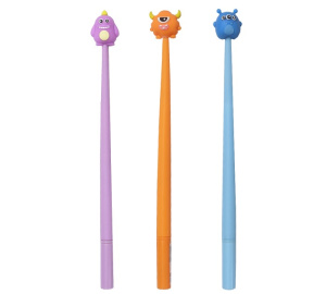 Ручка гелевая MONSTER, СИНЯЯ, игольчатый пиш. узел 0.5 мм, цветной пластиковый корпус, сменный стерж