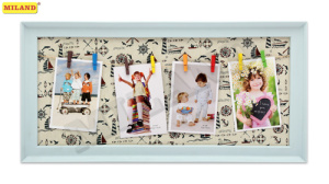 Фоторамка-коллаж (4 фото) Прищепки, голубая ФР-4973