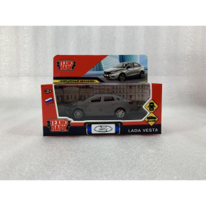 Машина металл LADA vesta 11,5 см, двери, темно-серый, кор. Технопарк в кор.2*36шт