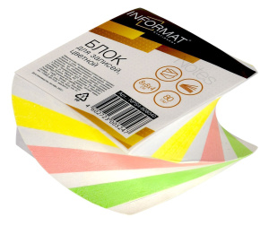 Блок д/зап. INFORMAT 8х8х4 см Спираль проклееннный ассорти пастель 4 цв. 80 г/м2