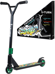 Самокат трюковый (65x11x84),кол.11см ПУ/алюм.,макс.вес 100кг.,граффити 3,в коробке) ( Арт. СМК-0986)