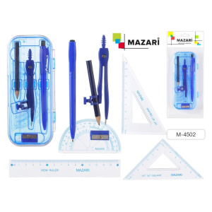 Готовальня, 8 предметов (циркуль 120мм с держателем, угольник 30° со шкалой 10см, угольник 45° со шк