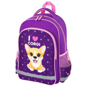 Рюкзак ПИФАГОР SCHOOL для начальной школы, /I love corgi/, 38x28х14 см, 270653