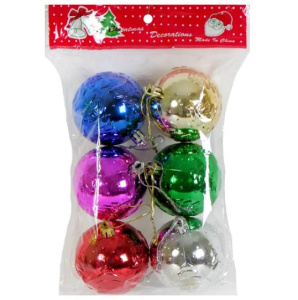 Елочные игрушки /ШАРЫ/ однотонные, цветные ,6 шт, в ассортименте, D-4.5см (10702070/230920/0230282/3