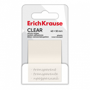 Блок самоклеящийся пластиковый ErichKrause Clear, 40х50 мм, 50 листов, прозрачный