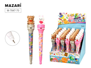 Ручка шариковая МИШКИ CARTOON ROTATE, СИНЯЯ, чернила на масляной основе, игольчатый пиш.узел 0.7мм, 