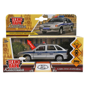 Машина металл свет-звук LADA-2114 /SAMARA/ ПОЛИЦИЯ 12 см, двери, багаж, 