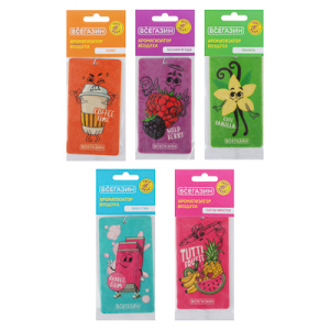 NEW GALAXY Ароматизатор бумажный /Всёгазин/, бабл гам, ваниль, лесная ягода, кофе, тутти фрутти (107