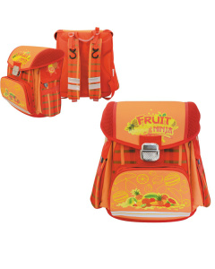 Ранец школ. (ACTION) FRUIT NINJA, разм.36 x 29 x 17 , жест рельеф спинка, красно-оранж д/девочек FN-