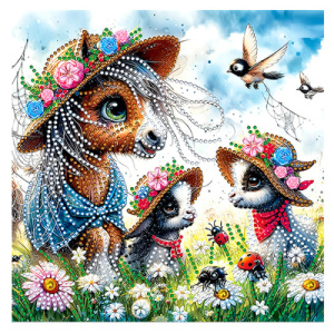 Алмазная мозаика ИДИЛЛИЯ, деревянный подрамник, холст 30X30 см, частичная выкладка, термоусадочная п