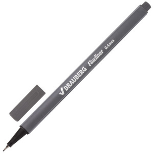 Ручка капиллярная BRAUBERG /Aero/, СЕРАЯ, трехгранная, металлический наконечник, линия письма 0,4 мм