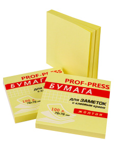 21. Бумага для заметок с клеевым краем ЖЕЛТАЯ (ЗБ-1552) 76х76 мм, 100л, кратно 12