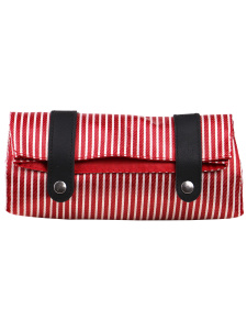 Пенал-косметичка КРАСНАЯ И БЕЛАЯ ПОЛОСКА  (ПН-6663) ткань ПВХ, 2 кнопки
