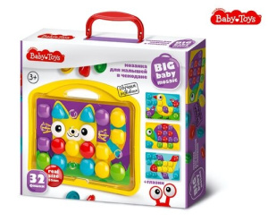 Мозаика для малышей в чемодане /Котик/ d45/32 эл Baby Toys