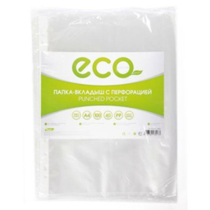 Папка -Вкладыш с перфорацией Hatber А4ф 40мкм ECO тиснение (без ед штр.) ЦЕНА ЗА 1 ФАЙЛ. В УП. 100ШТ