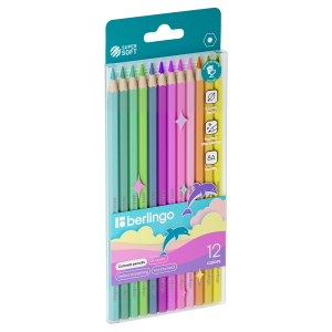 Карандаши цветные пастельные Berlingo /SuperSoft. Pastel/, 12цв., заточен., европодвес SSP0112 (1070