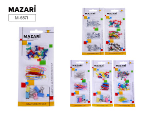 Набор канцелярских мелочей, ассорти 6 видов, блистерная упаковка с подвесом