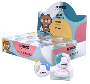 Ластик LOREX KIDS RARE COLOR PALETTE термопласт. резина 51х53х21 мм фигурный ассорти мягкий пласт. ф