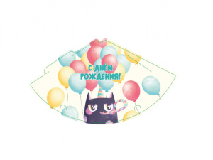 Колпак С днем рождения Кот (16 см, 6 шт) ФЛ-7584