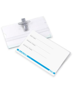 Бейдж Пластиковый Hatber  гориз 55х90мм с клипсой