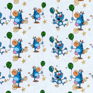 Упаковочная бумага, Кот и бегемот, для сувенирной продукции в листах размером 100*70 см, с полноцвет