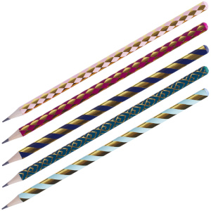 Карандаш ч/г MESHU /GOLD/, HB, заточен., c фольгированием, стразы на топе, без ластика, ассорти, туб