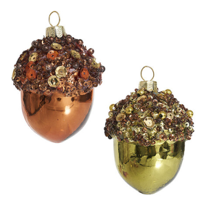 Желудь с пайетками асс. из 2-х (стекло) 5х5х7 см