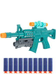 Автомат (35х3,5х16 см)(10 софт-патронов, темно-зелёный, 2*АА не в к-те, в пакете)(Арт. 3102370)