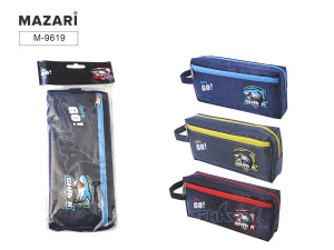 Пенал GO, 21.5х9.5х5 см, на молнии, текстиль, ассорти 3 цвета, ОПП-упаковка