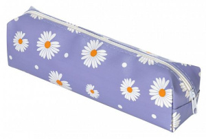 Пенал-тубус 1 отд. сред. прямоуг. Creativiki РОМАШКИ ФИОЛЕТОВЫЕ 195х45х45 мм ПВХ молния