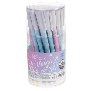 РУЧКА Hatber гелевая Sense Magic 0,6мм игольч.пишущ.узел Стираемая 36шт в пласт.стакане -Ассорти-