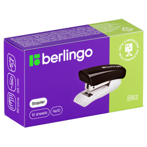 Мини-степлер №10 Berlingo /Blitz/ до 10л., пластиковый корпус, черный (10702070/170625/5204584/7, Ки