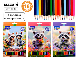 Карандаши цветные деревянные ЕНОТ, 18 цв., шестигранный корпус, d грифеля=2,8 мм, картонная упаковка