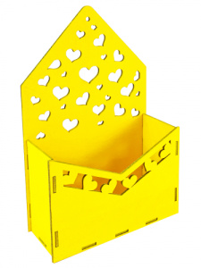 Ящик желтый /Конверт/ (дерево, 16*6,5*24,5 см) Я-6879