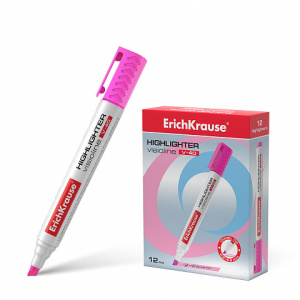 Текстмаркер ErichKrause® Visioline V-40, цвет чернил розовый (в коробке по 12 шт.)