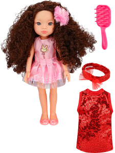 Кукла 33 см в наборе (платье, туфли, аксессуары) в коробке (арт.ИК-9400)