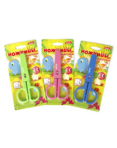 Ножницы детские 13.5см нерж. сталь в чехле Hatber серия -Динозаврики-   в инд.упак.с европодвесом